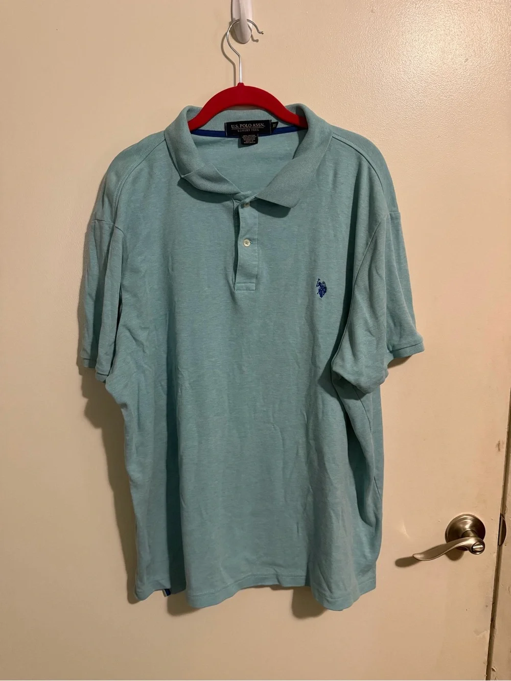 U.S. Polo Assn. Men's Seafoam Green Polo Shirt with Navy Logo